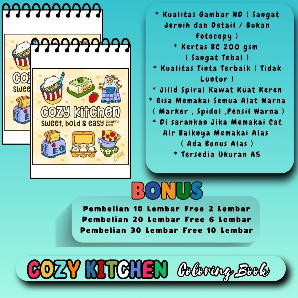 

Buku Mewarnai Tema Buku Mewarnai Tema COZY KITCHEN Sweat Bold Easy Coloring Book Kertas Sangat Tebal 200 gsm Untuk Anak SD Dewasa Gambar HD Jelas Jernih