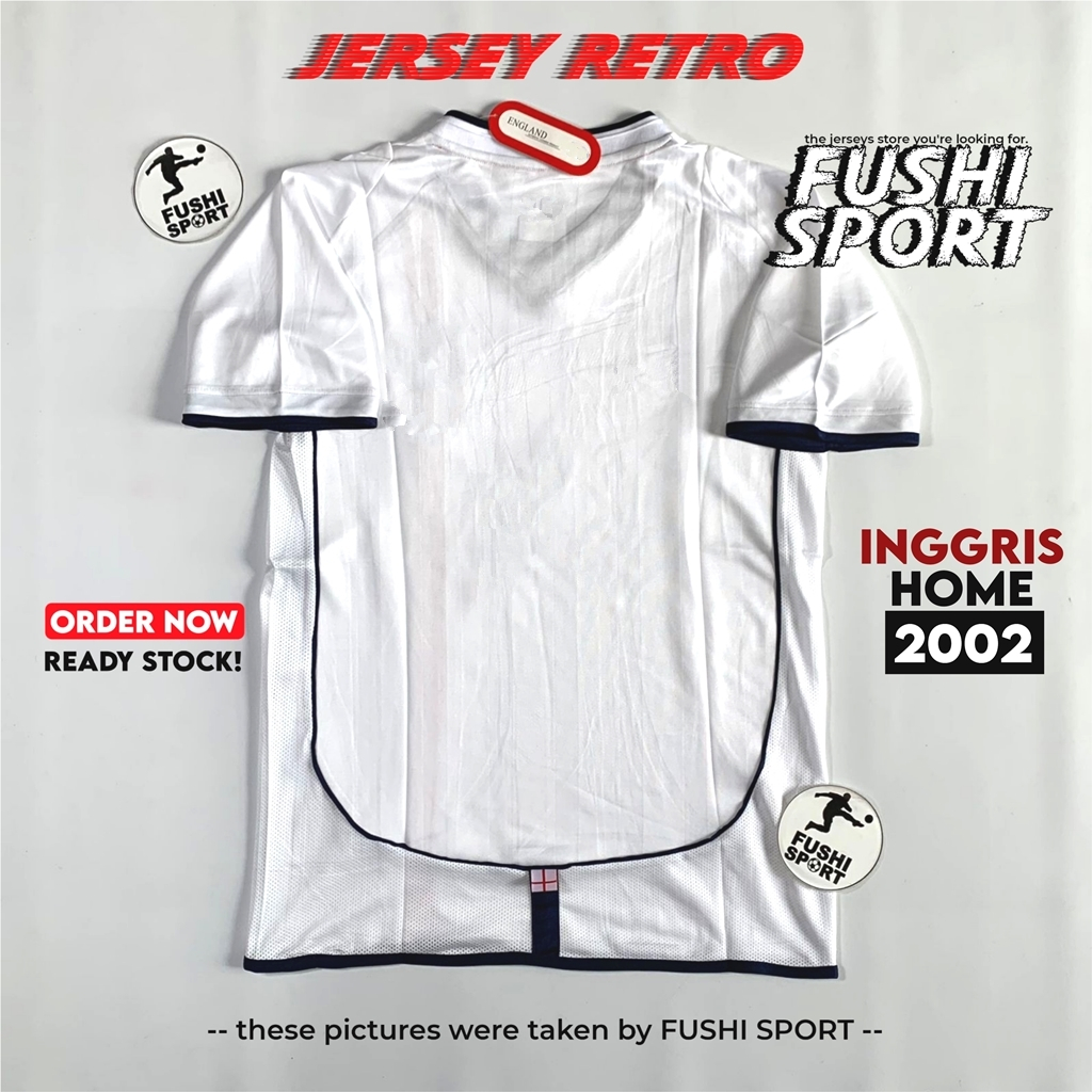RETRO | Jersey Baju Bola Inglnd Home World Cup Piala Dunia 2002