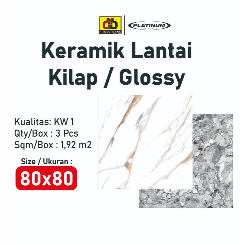 Platinum 80x80 Keramik Glossy /Keramik  Lantai Ruangan 80x80 Kilap KW 1 / GRADE A