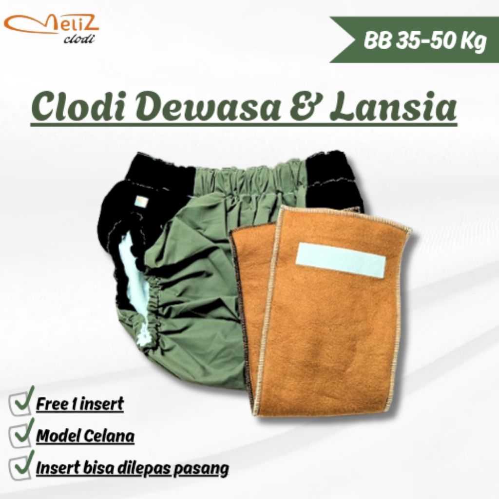 Clodi Dewasa & Lansia Size M ( BB 35-50 KG) , Clodi Celana Insert Lepas pasang, Popok Dewasa, Popok 