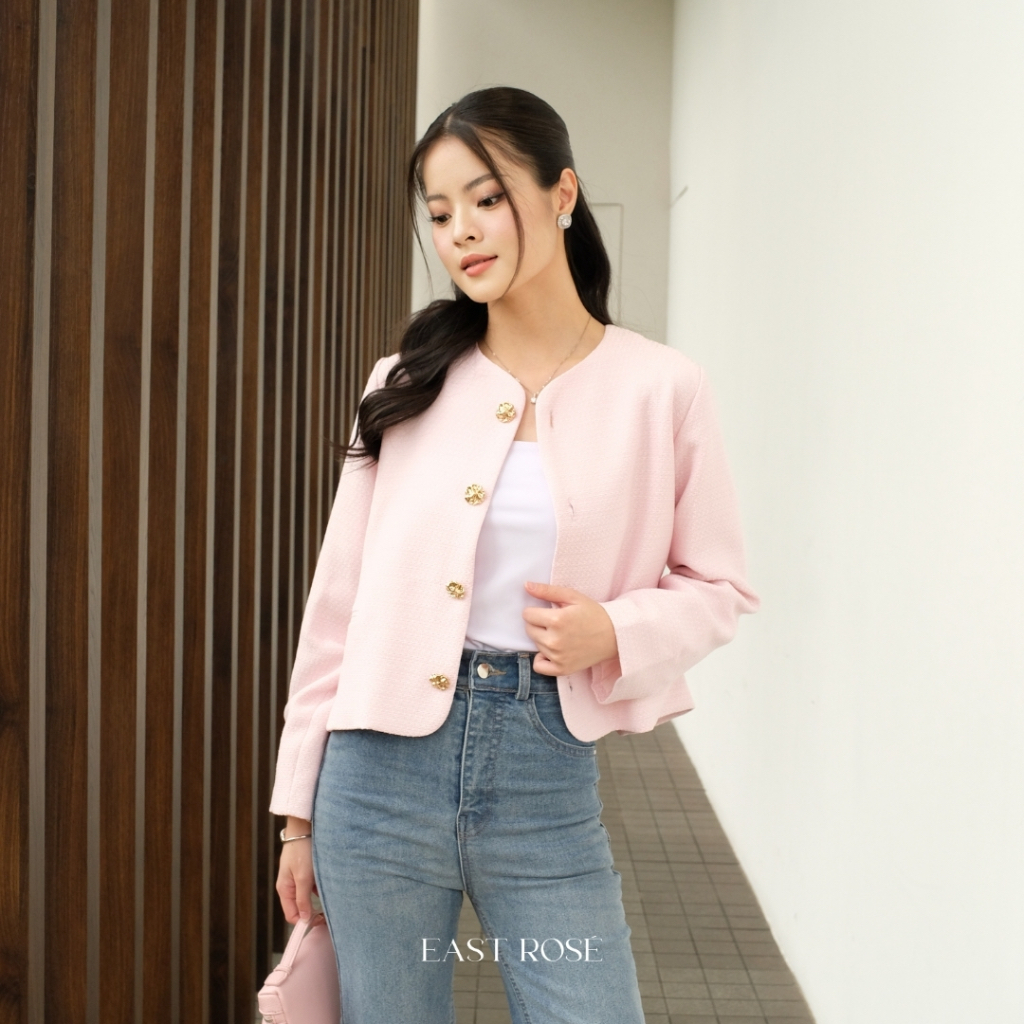 [EastRose] Sage Tweed Blazer | Blazer Wanita | Korean Top Blazer | Atasan Tweed Wanita | Blazer Twee