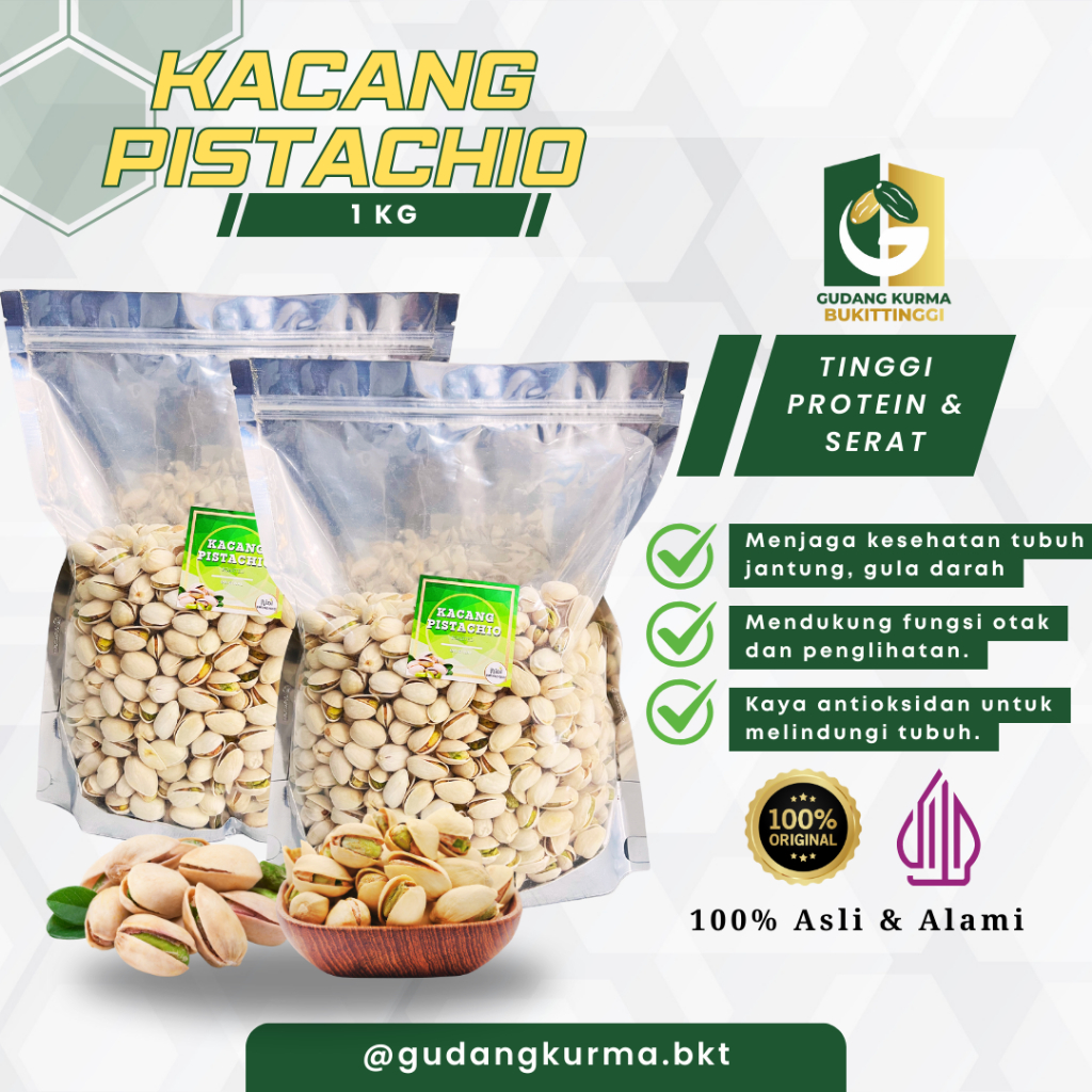 

Kacang Pistachio Panggang Salted 1kg – Kacang Pista Fustuk Premium Kulit Roasted Asin Origininal