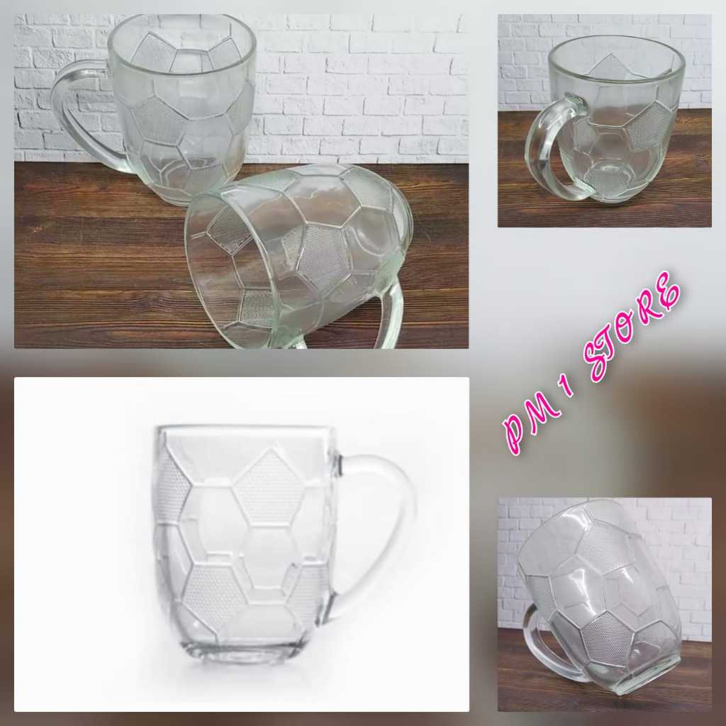 12 PCS GELAS KACA GELAS KOPI GELAS MINUM GELAS GAGANG CANGKIR KOPI MOTIF BOLA