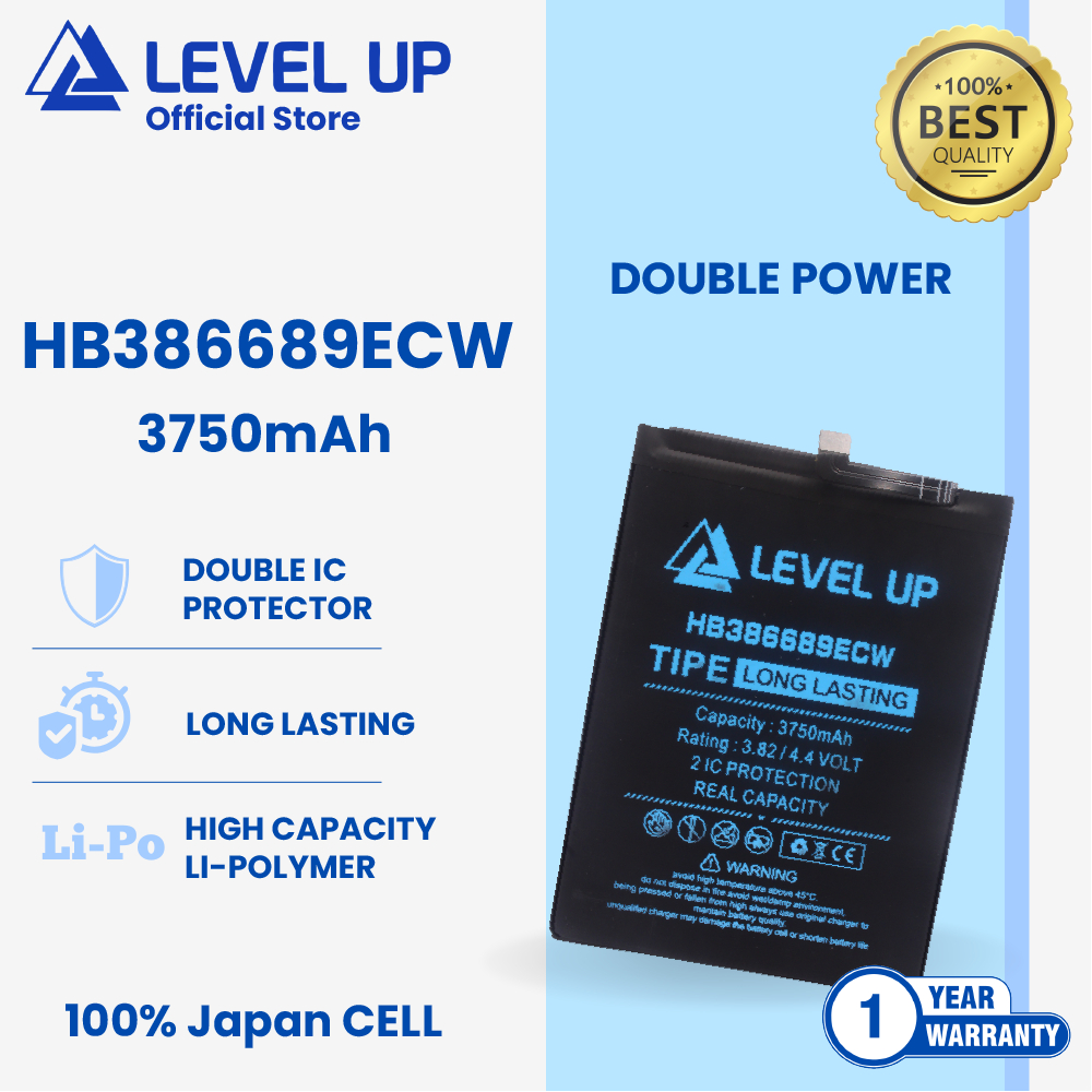 LEVEL UP Baterai Huawei P10 Plus / Nova 3 / Nova 4 / Nova 5T / Honor 8X HB386689ECW Double Power