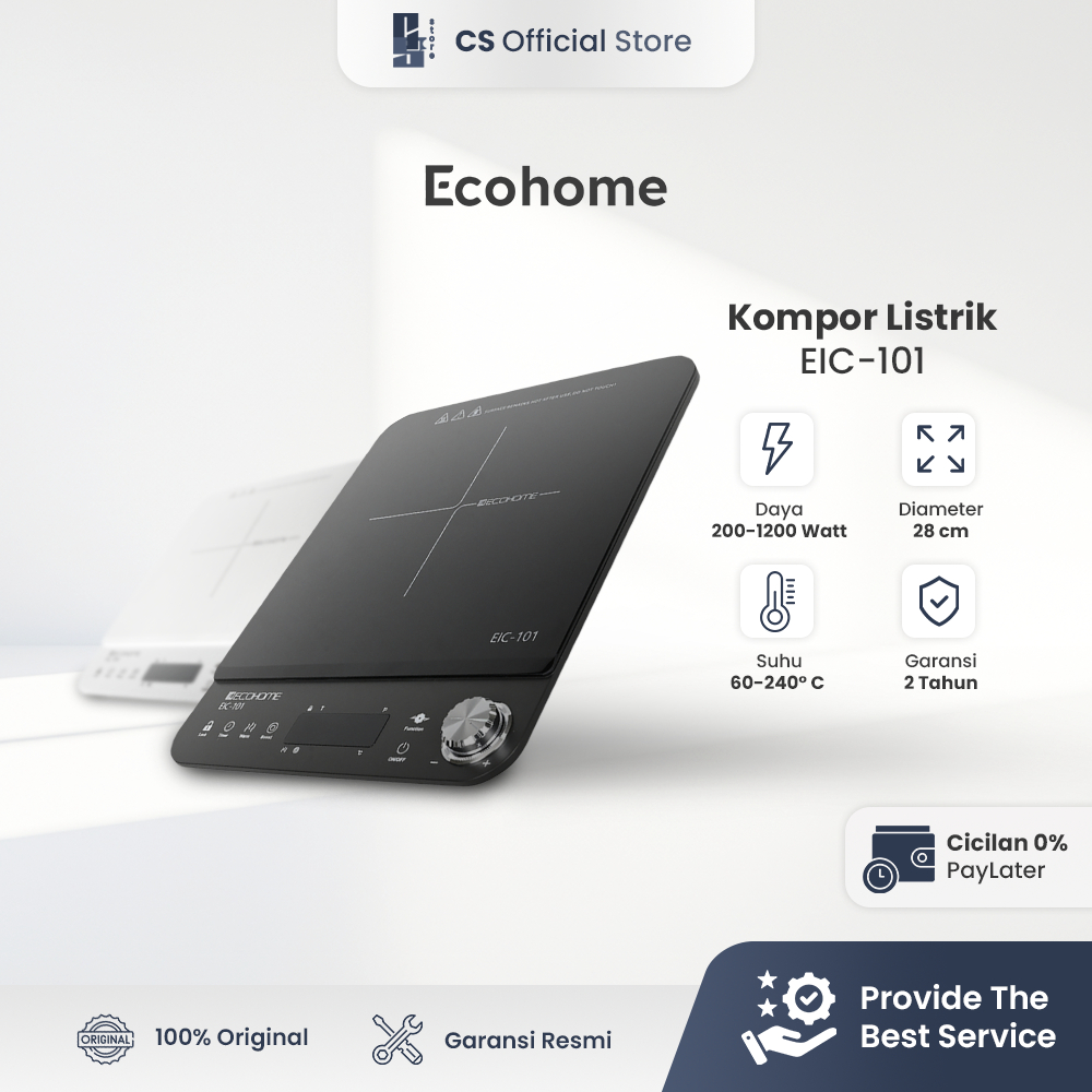 ECOHOME Induction Cooker EIC-101 Smart Kompor Induksi Listrik Low Watt Crystal Glass Screen