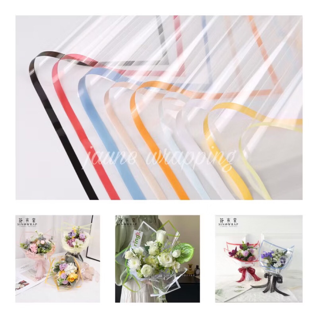

[1PAK/20LEMBAR] JFA Kertas Buket Bunga Bening List / Flower Wrapping Paper Cellophane