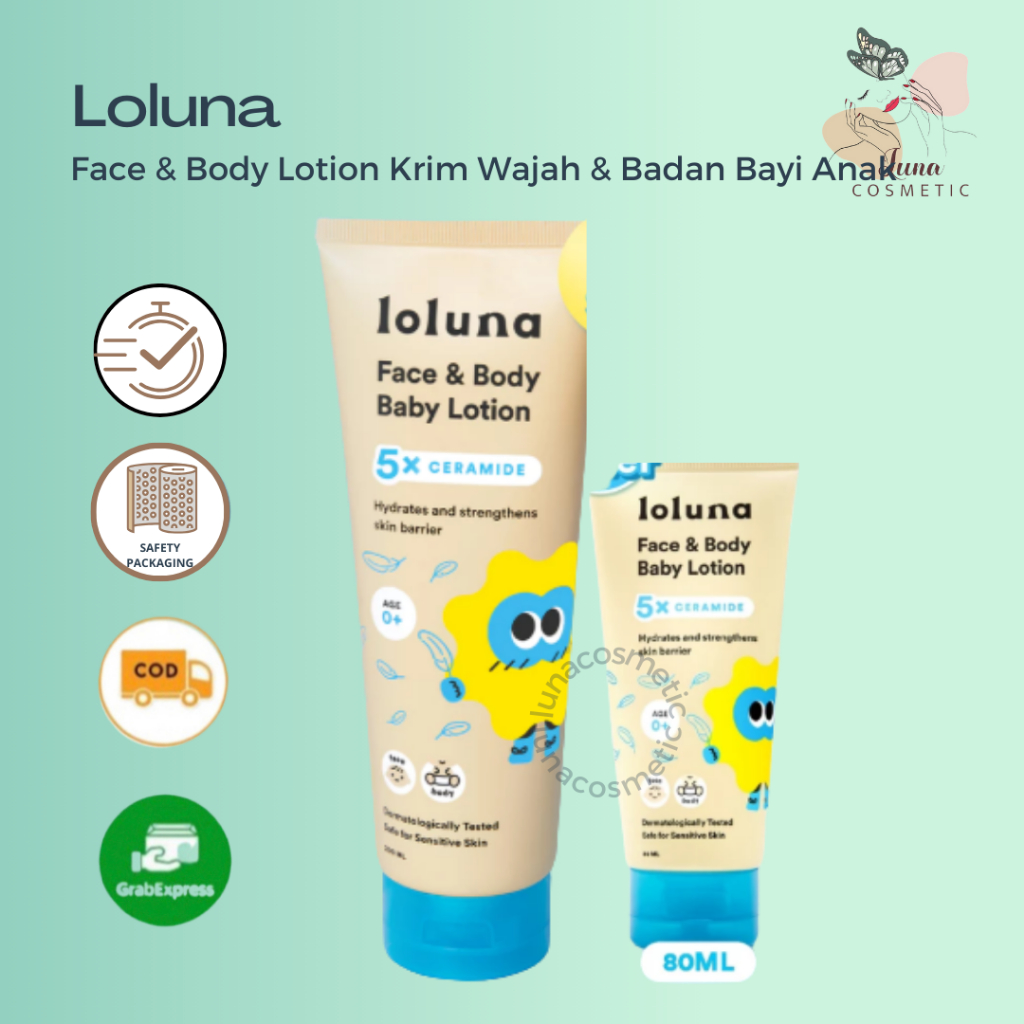 Loluna Face & Body Lotion Krim Wajah & Badan Bayi Anak