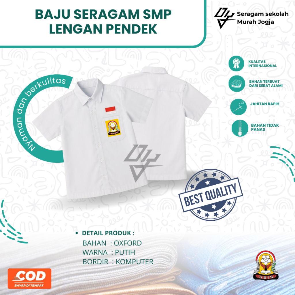 SERAGAM SMP SERAGAM SMP LENGAN PENDEK BAJU SMP LENGAN PENDEK PUTRA PREMIUM