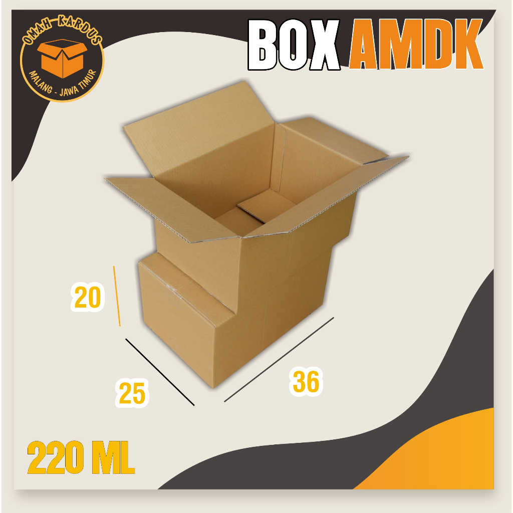 

Box Amdk Coklat 220ml 36x25x20 cm | box packing | kardus packing | kardus box air minum dalam kemasan