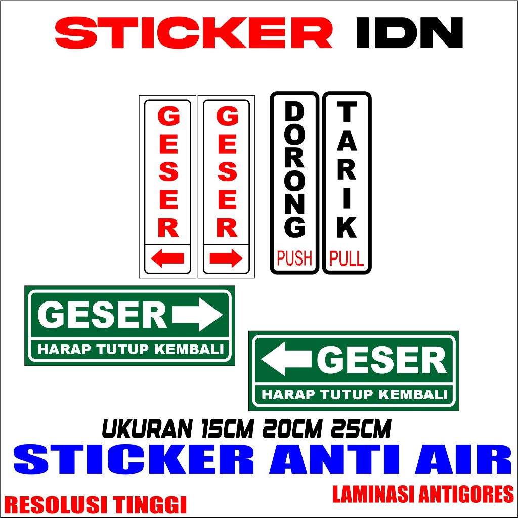 

STICKER VINYL STIKER KACA PINTU GESER TARIK DORONG PERINGATAN