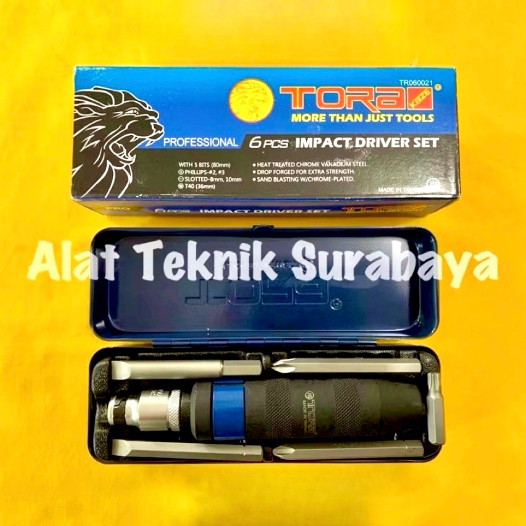 OBENG KETOK TORA / IMPACT DRIVER SET 6 PCS TAIWAN SPAREPART MOTOR TR060021