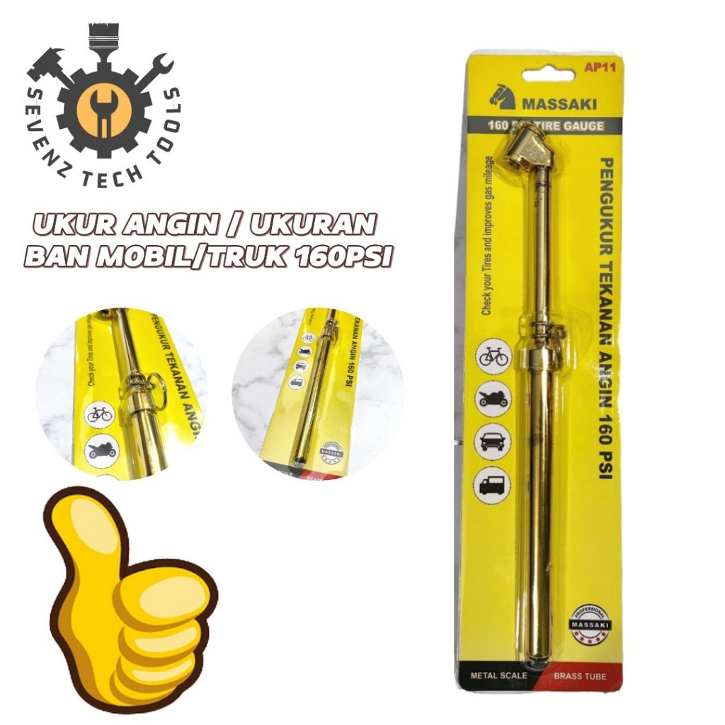 MASSAKI ALAT UKUR ANGIN UKURAN ANGIN BAN MOBIL / TRUK 160 psi TIRE GAUGE 160psi