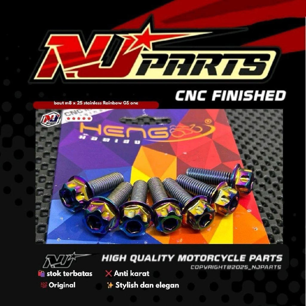 harga satuan baut stainless m8 x 25 drat 12 panjang 2,5 cm model gs 1 rainbow original stainles harg
