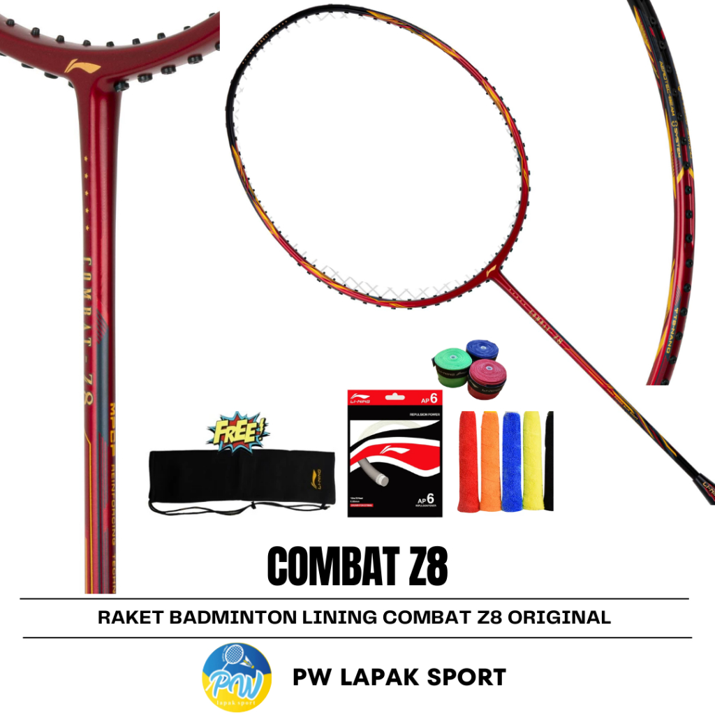 RAKET BADMINTON LI-NING COMBAT Z8 ORIGINAL free senar cover dan grip