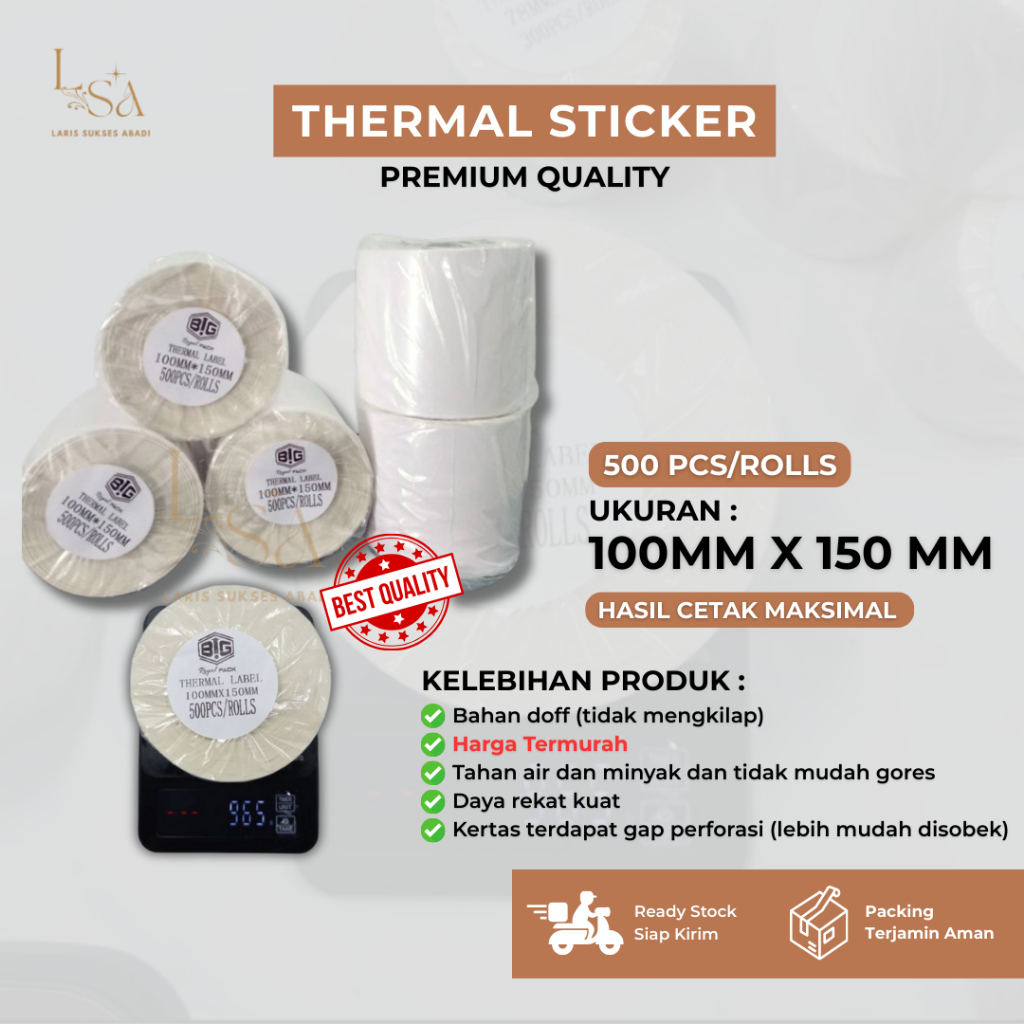 

Thermal Sticker 100*150*500 Pcs Big Royal Pack / Sticker Thermal