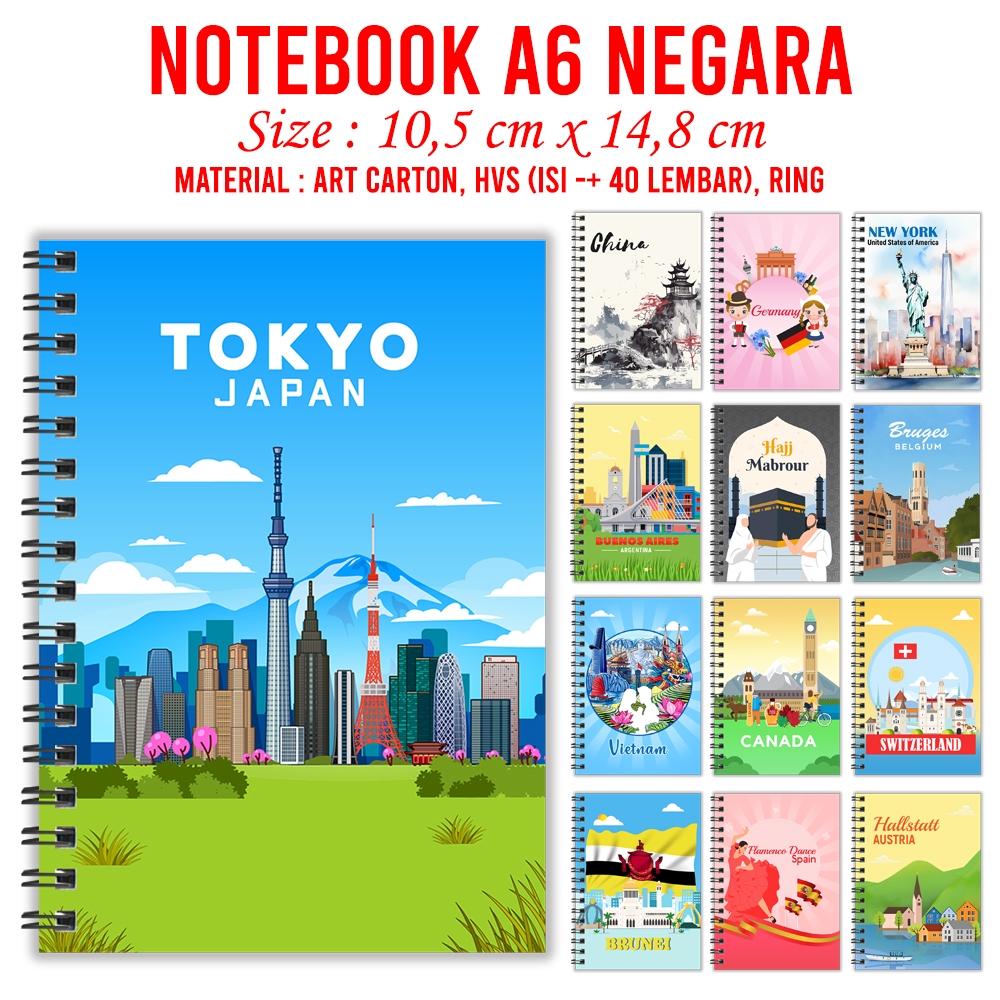 

Notebook A6 Travel Seri Landmark Negara Buku Diary / Jurnal Souvenir Oleh Oleh Souvenir Seminar & Hadiah Travel Landmark Negara