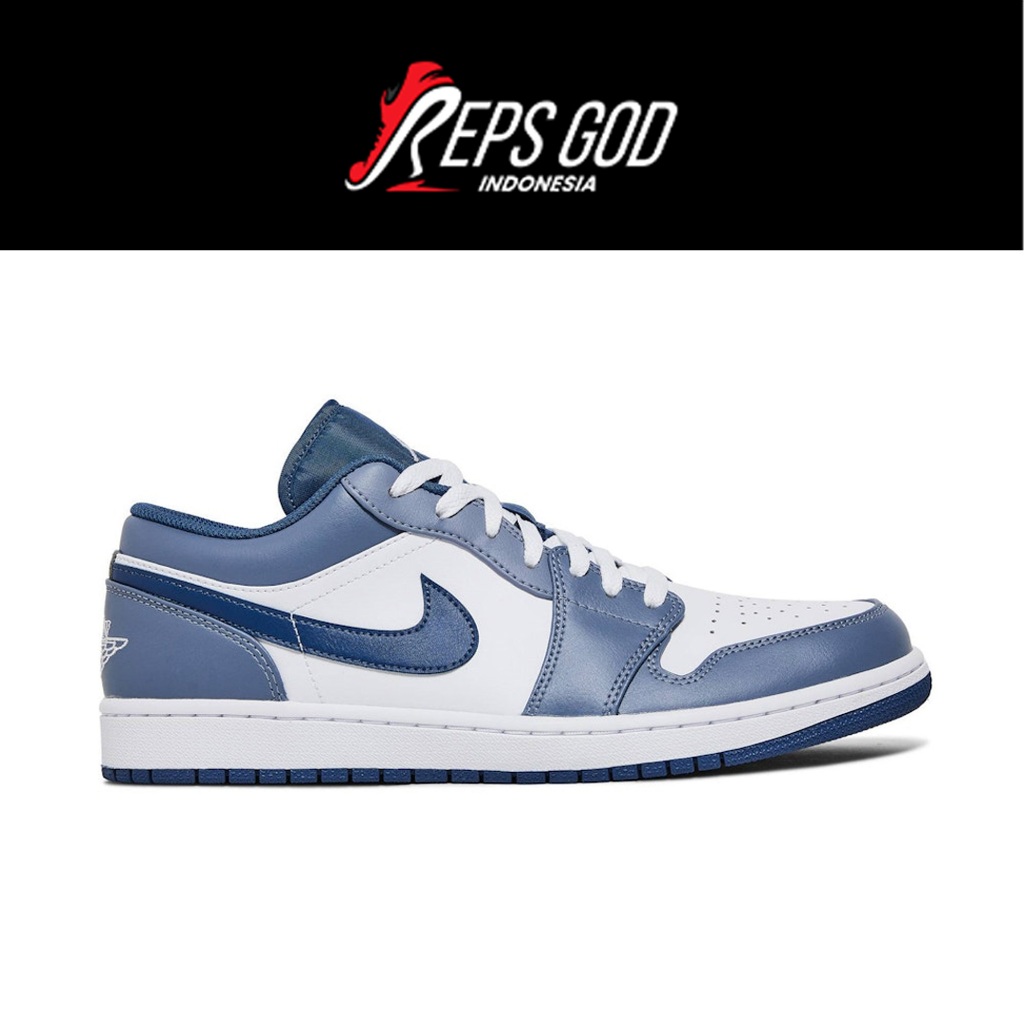 Sepatu Nike Air Jordan 1 Low Ashen Slate Steel Blue Navy Casual Gym Olahraga Jogging Joging Pria Wan