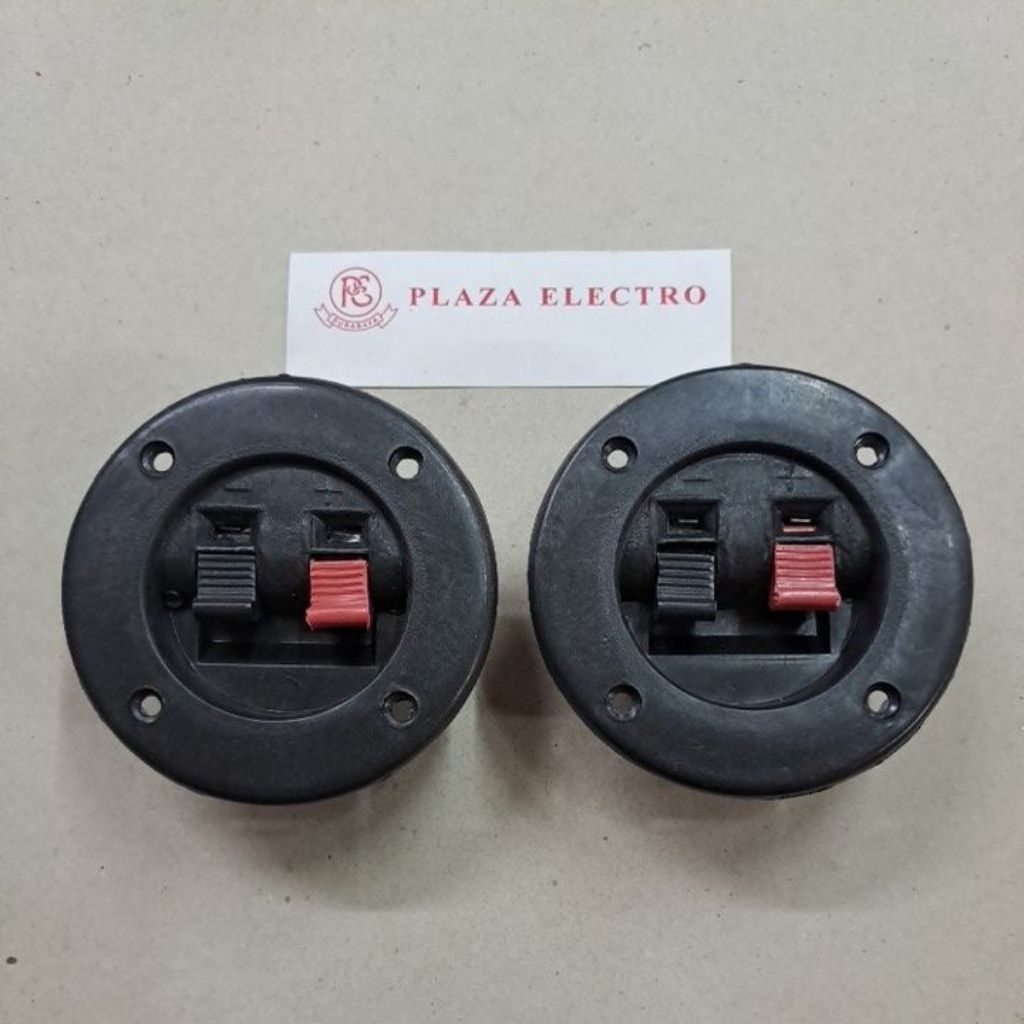 TERMINAL SPEAKER AKTIF BULAT 2 PIN JEPIT PANEL MONO STEREO KABEL 2P SOCKET BOX SPEAKER AMPLI