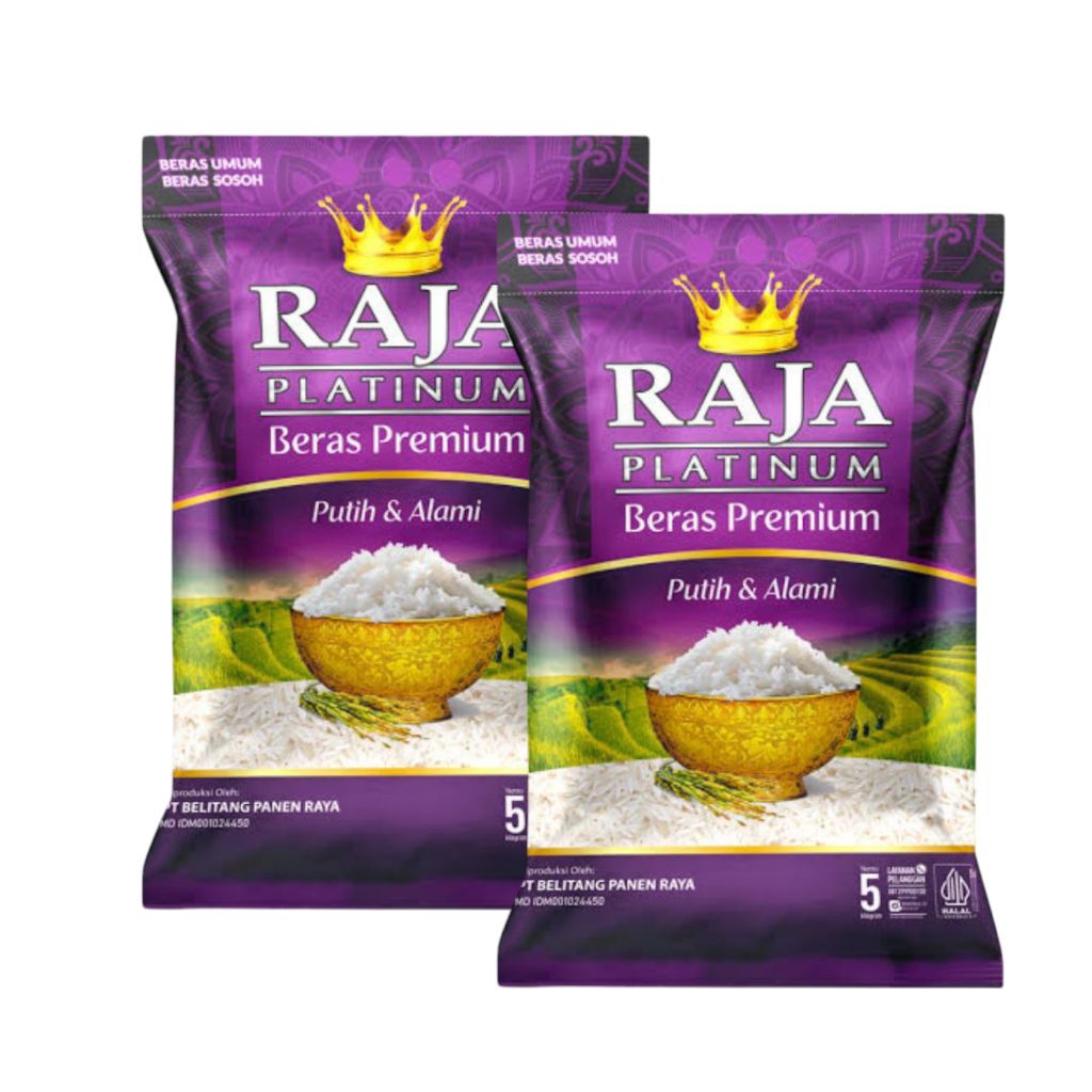 

Beras Putih Raja Platinum 5 Kg X 2 bungkus /Beras Raja Platinum Ungu 5 Kg