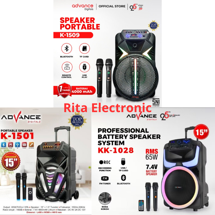Speaker Advance Portable 15 Inchi KK1028, K 1501 dan K1509