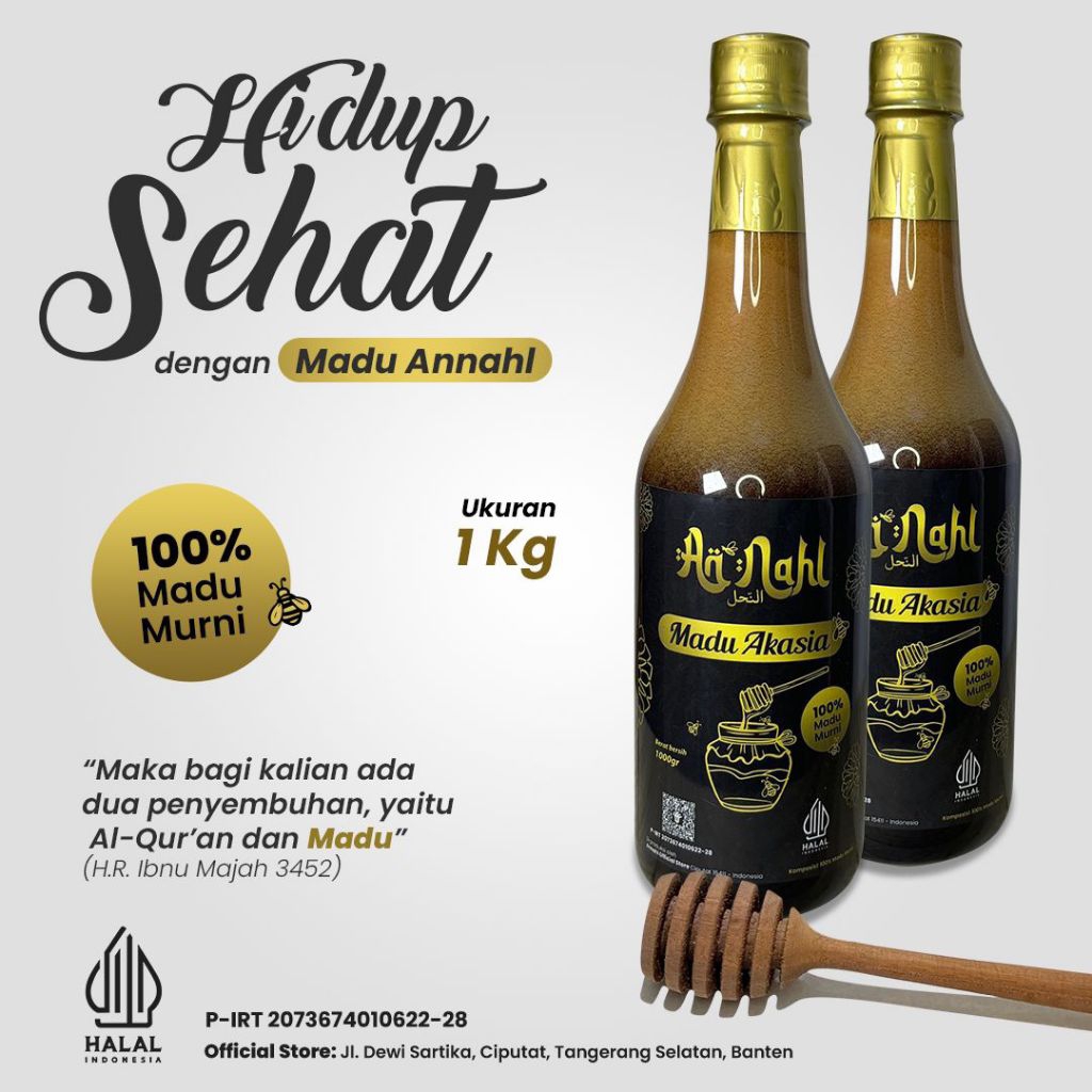 

An Nahl Madu Hitam Akasia Kemasan Botol 1000gr