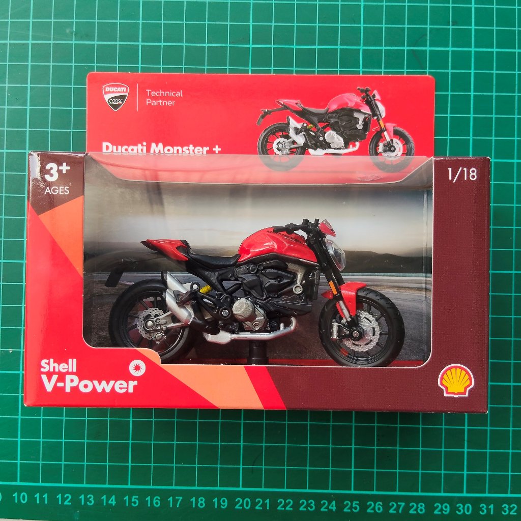 Maisto Shell Diecast Ducati Monster + Skala 1:18 ORIGINAL