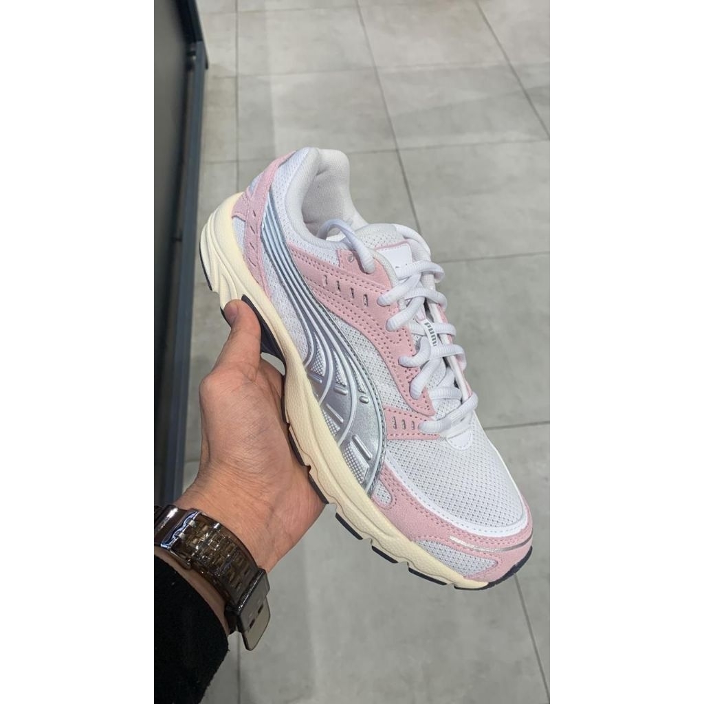 puma axis trainer silver pink