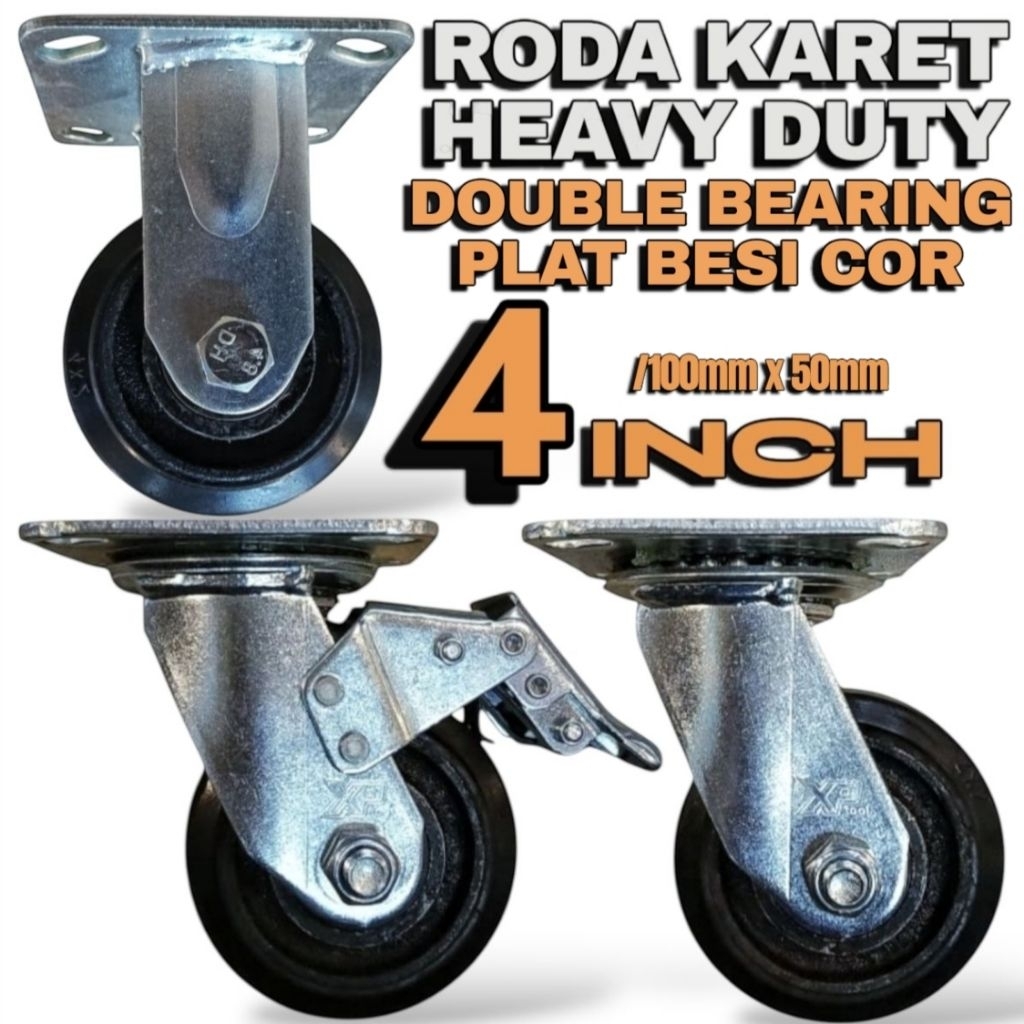 RODA TROLI/ETALASE - RODA KARET HEAVY DUTY 4 INCH