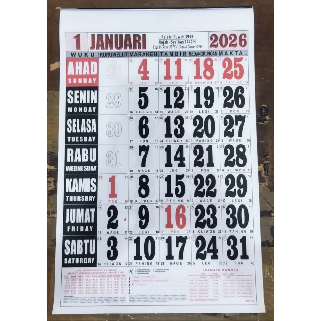 

Kalender 2026 | kalender kantor 1 bulanan 2026 isi 12 lembar hitam | kalender kantor 2025612 lembar Ukuran 32 x 49 Cm | kalender kantor 2026 biru