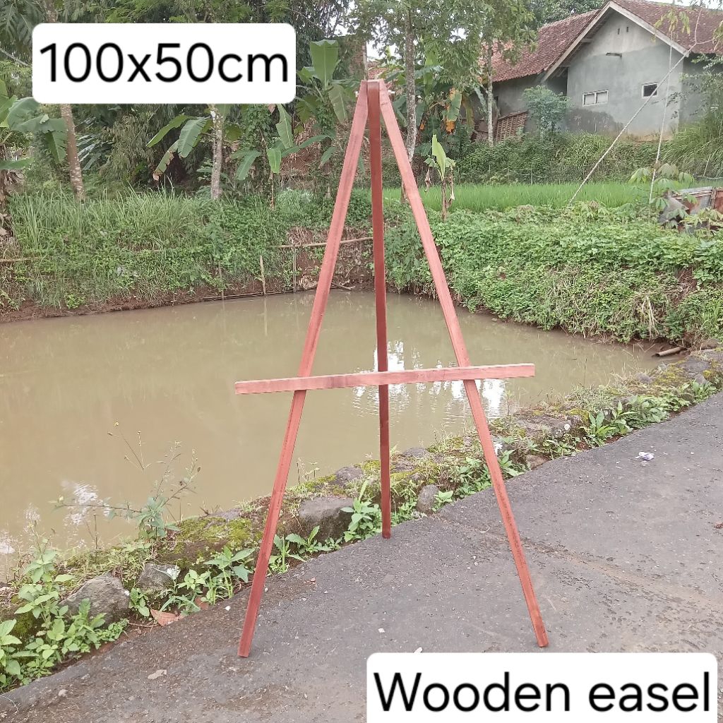 

Wooden Easel Tripod Kayu Penyangga Kanvas lukis Penyanga Poto Wedding 100x50cm
