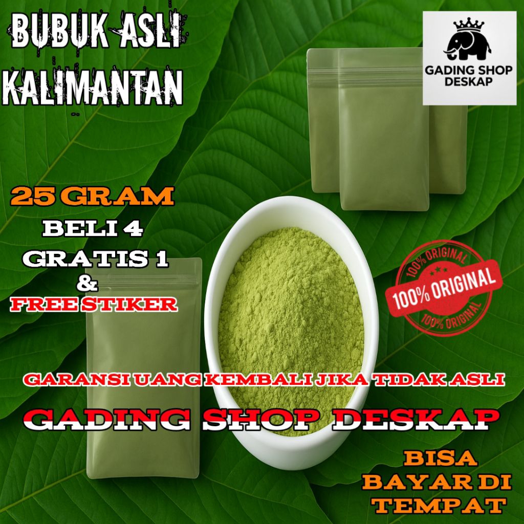 

Gading Shop Deskap - Bubuk Herbal Dari Daun Mitragyna Speciosa Asli || Original || Kemasan 25gr