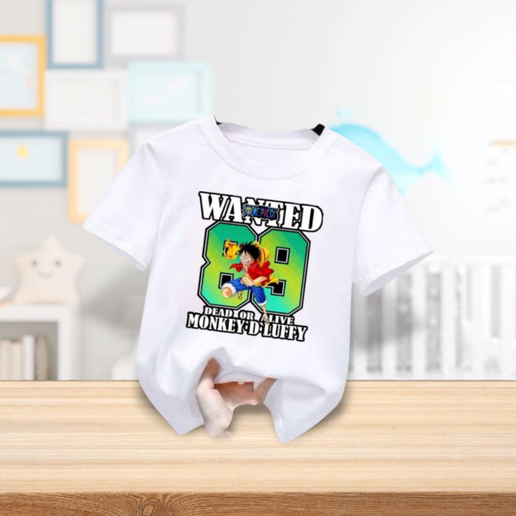 Baju kaos anak untuk cowok cewek motif One Piece 89 bahan soft katun