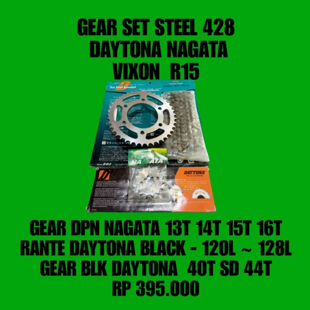 GEAR GIR SET DAYTONA STEEL 428-15/39/130L YAMAHA VIXION BYSON ORIGINAL