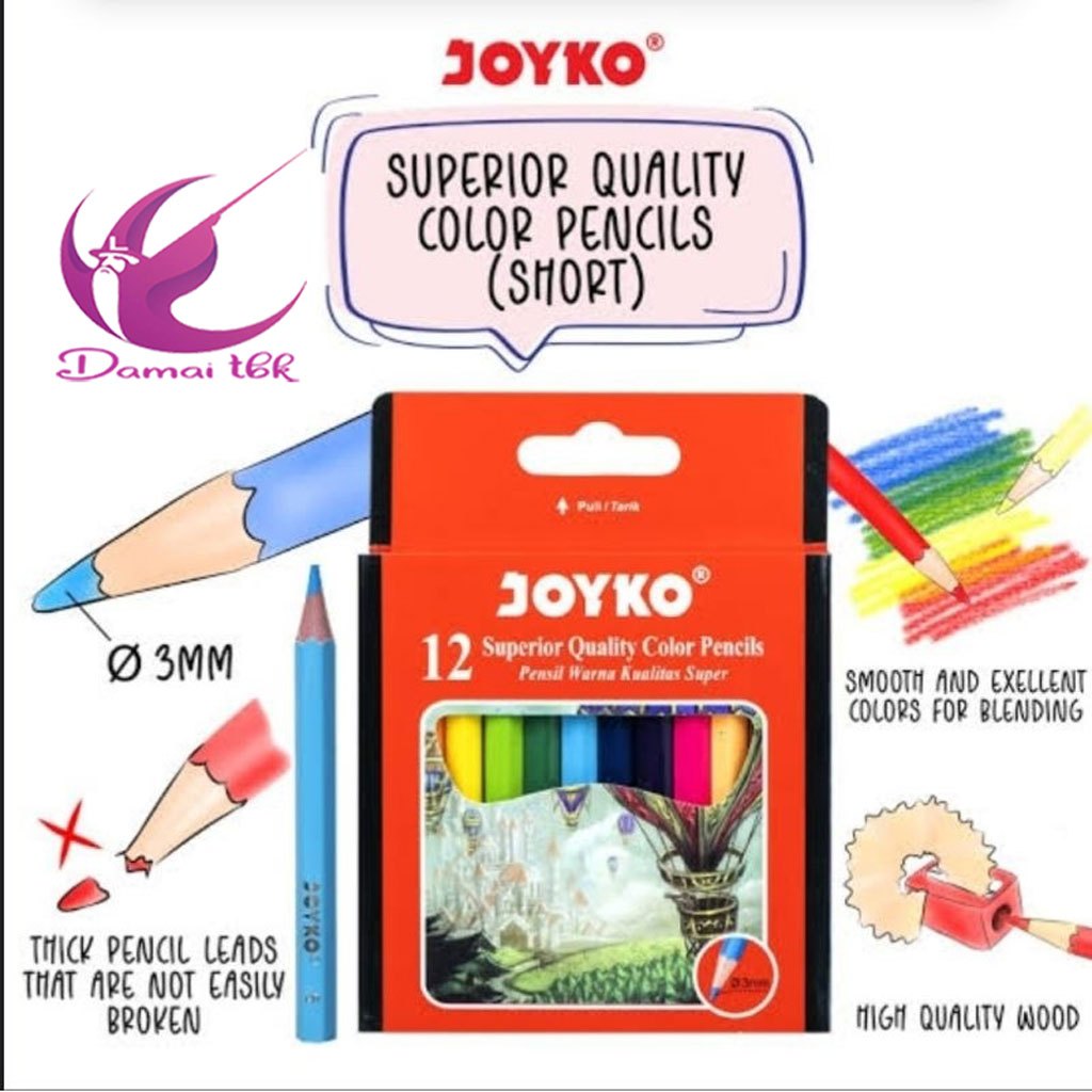 

Pensil Warna Pendek 12 Warna Joyko CP-102