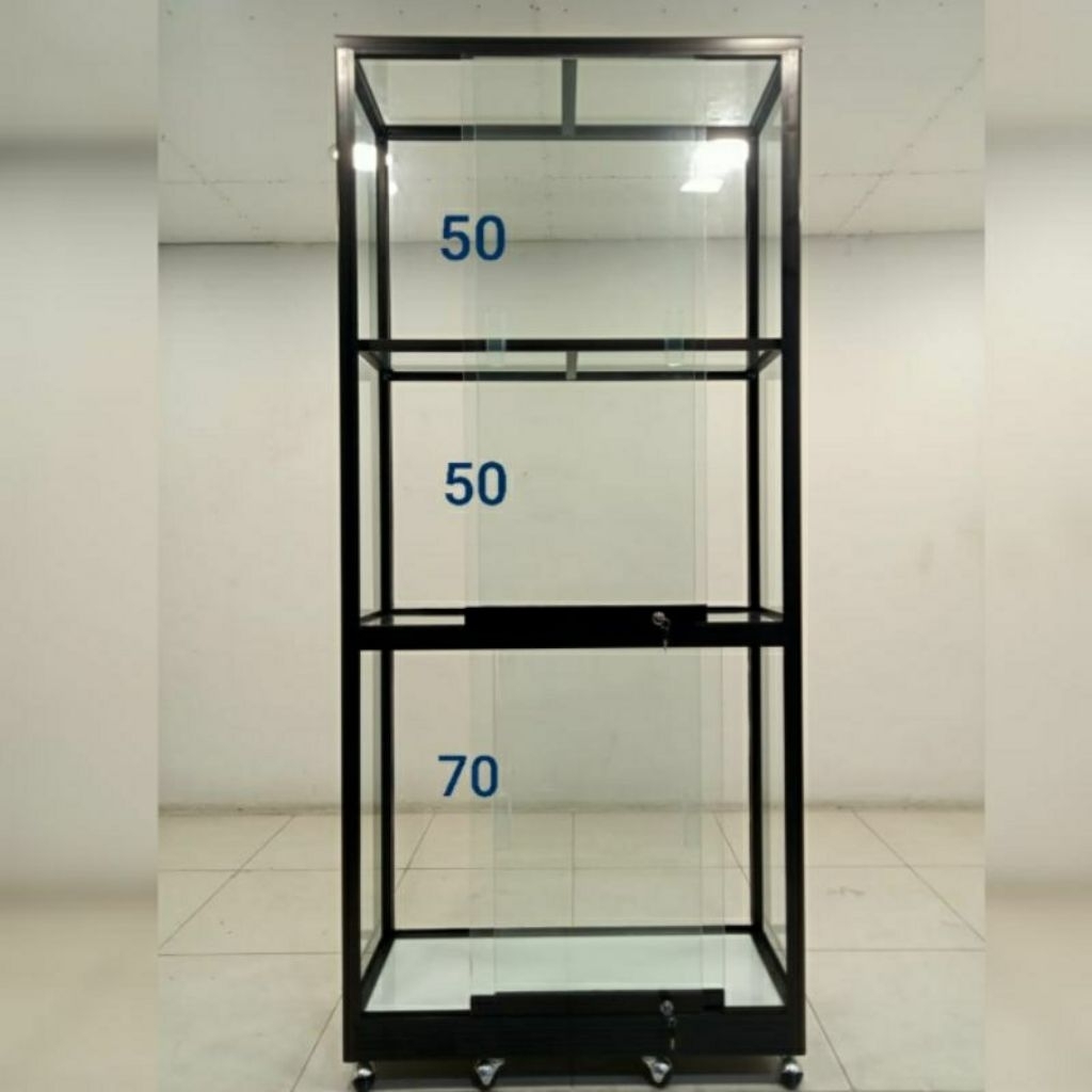 TC ALUMINIUM LE783 100X40X195 B LEMARI PREMIUM RAK 3 SUSUN ALUMINUM TEBAL COKLAT TUA TINGGI FULL KAC