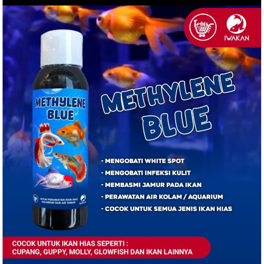 METHYLENE BLUE 100ML obat biru buat  ikan hias cupang guppy louhan  koi koki