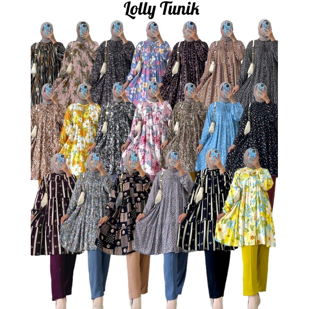 Lolly Tunik - Set Tunik Kombinasi - One Set Tunik Kulot - Tunik Set Celana - Set Tunik Rayon Qiara D