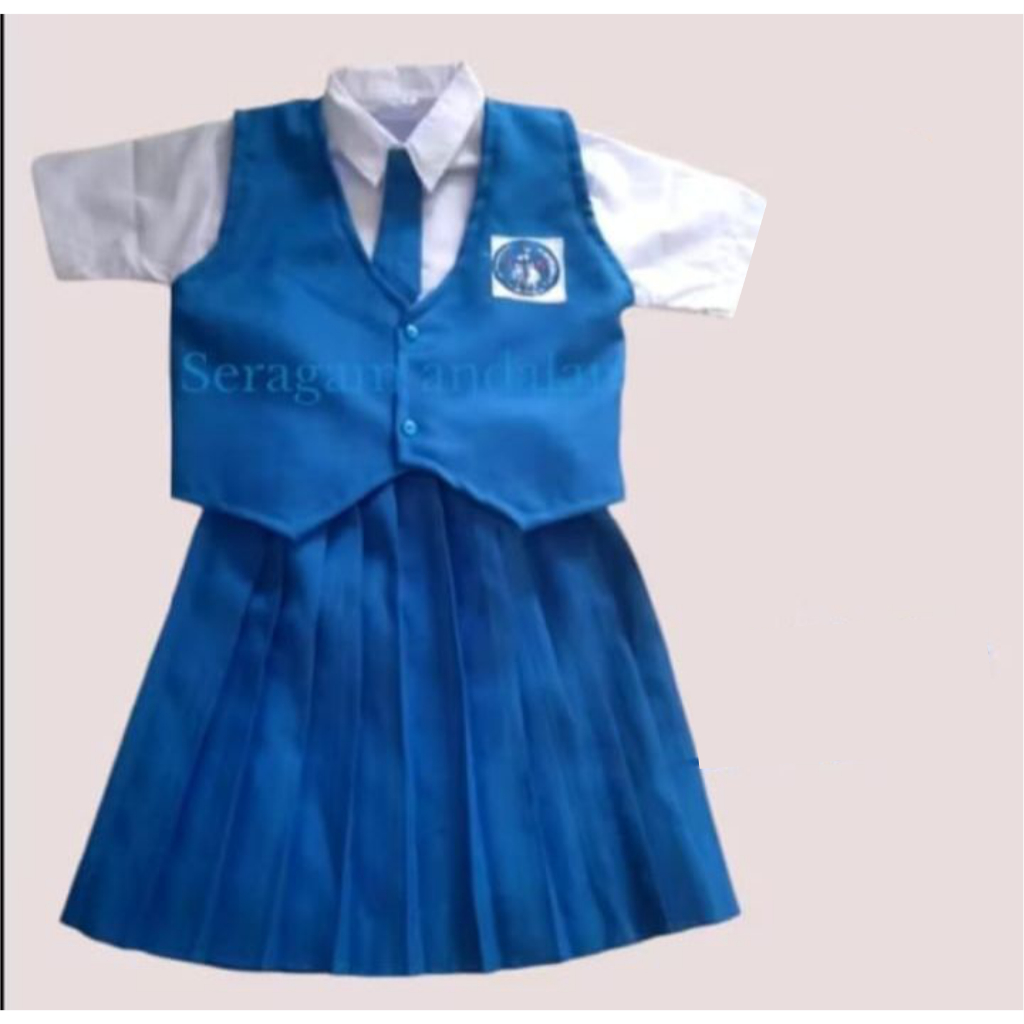 Baju Anak Paud Seragam Sekolah Anak TK Plus Rompi Hijau 1-10 Tahun