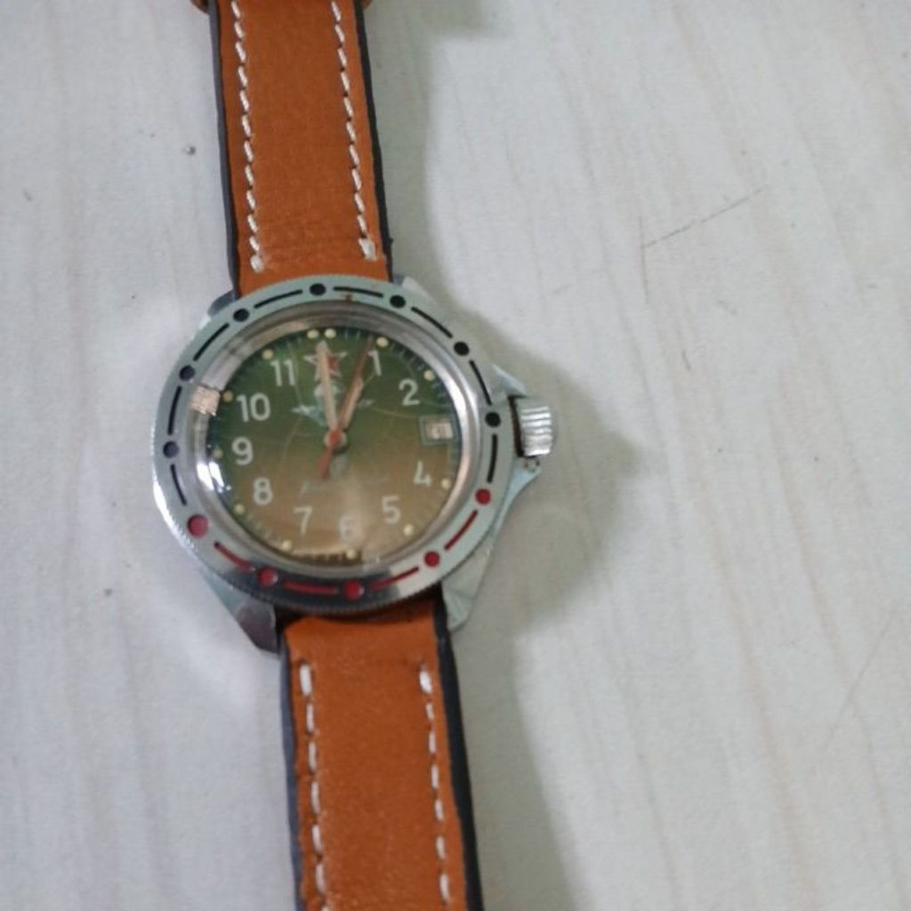 Jam tangan Vostok Rusia original manual winding strap after market kulit sapi asli jual murah saja