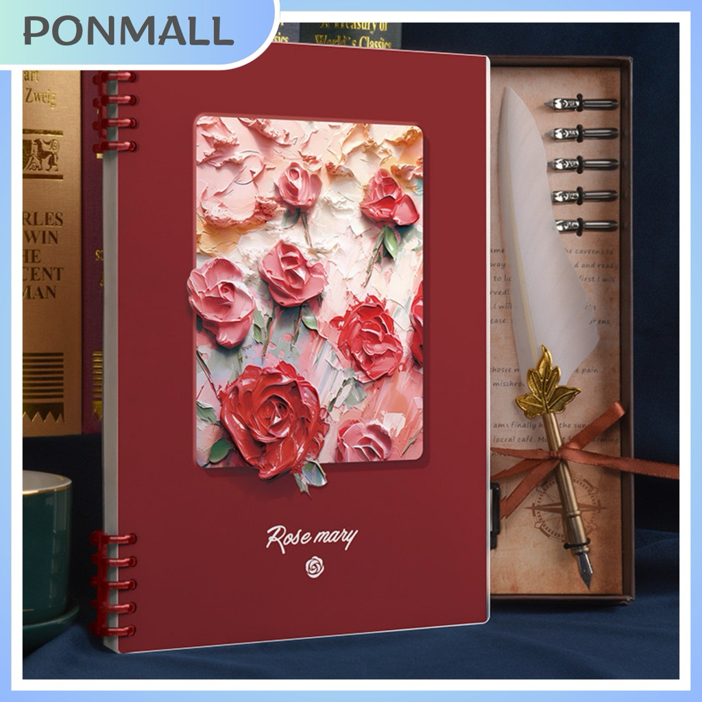 

PONMALL- Buku Tulis Aesthetic Notebook A5/B5 Binder Aesthetic Motif Lukisan Buku Tulis Sekolah Kuliah Notepad diary book