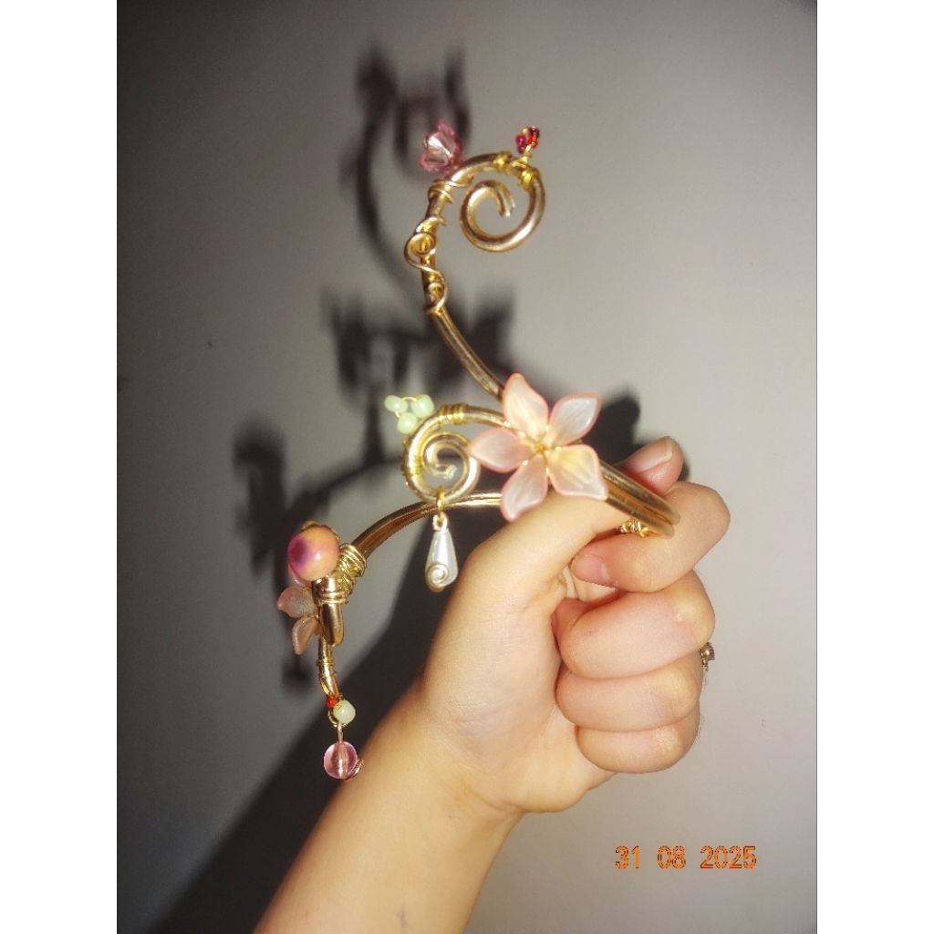 arm cuffs fairy gelang lengan fairycore handmade swirl wire kawat floral flower bangle bangel aesthe