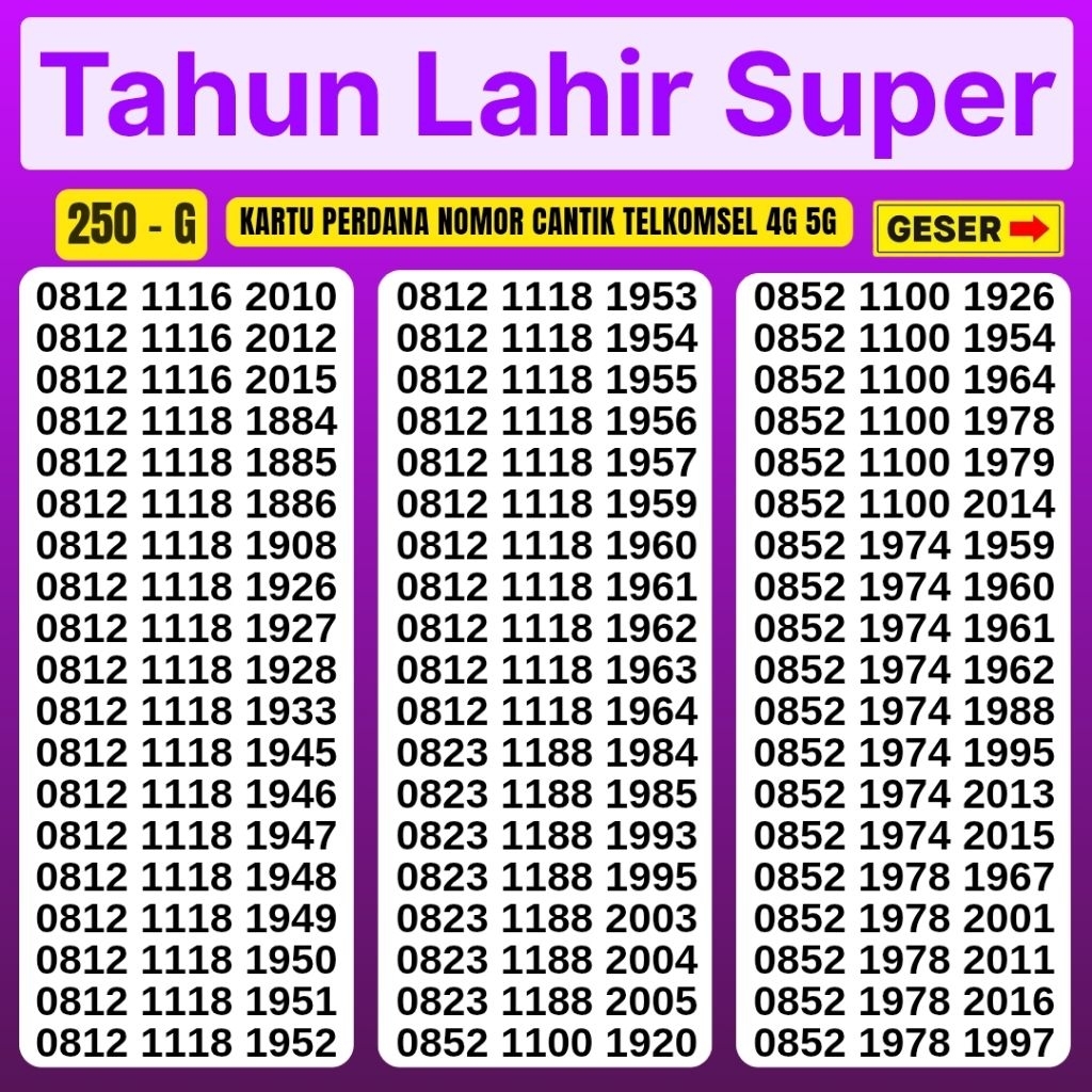 Kartu Perdana Nomor Cantik Telkomsel Simpati 4G 5G Telkomsel Nocan Simpati Nomer Cantik Telkomsel No