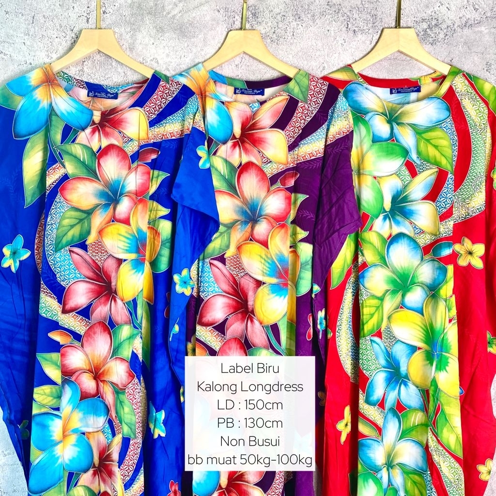 Kencana Ungu Longdress Kalong Label Biru | Daster  Premium | Daster Jumbo | Kencana Ungu | Label Bir