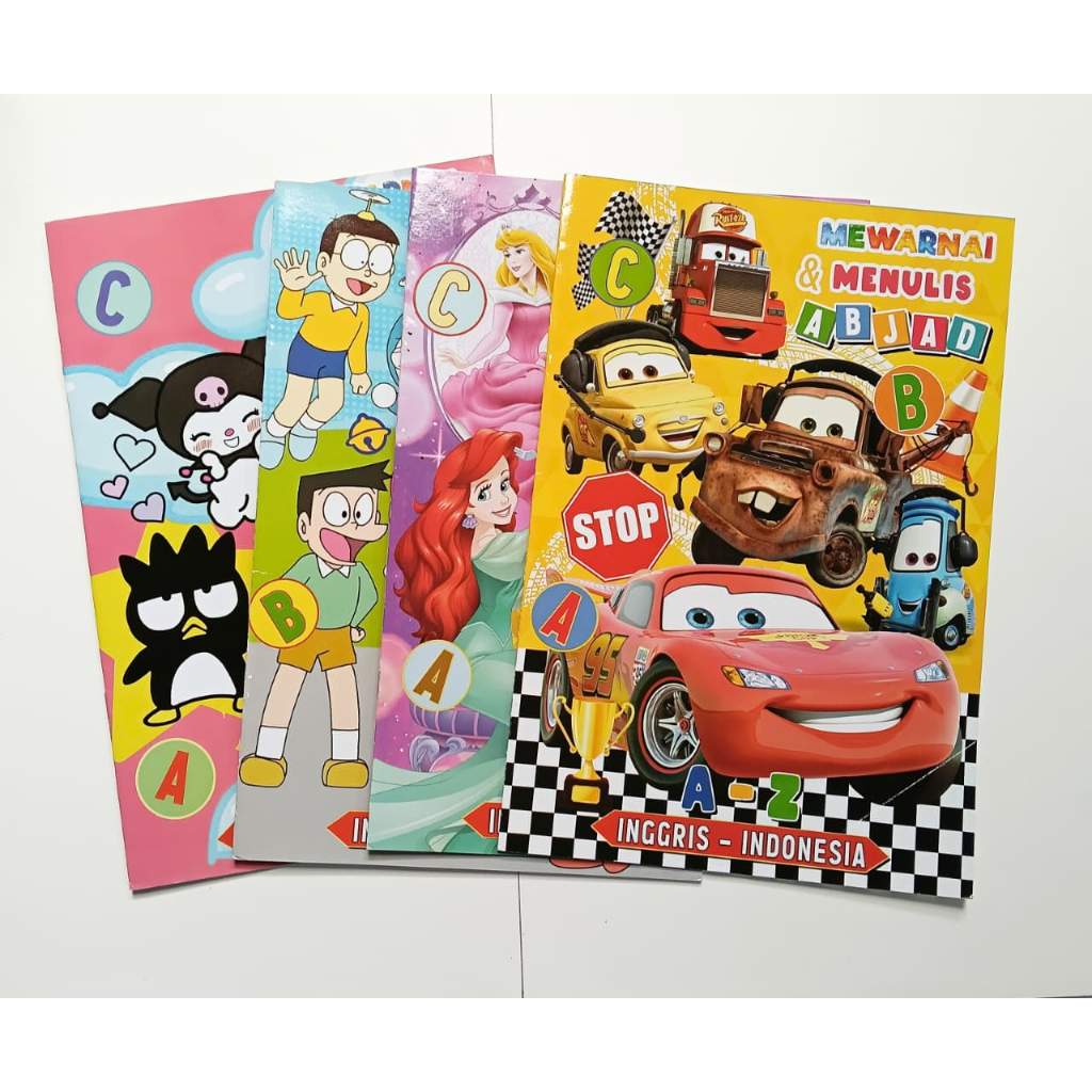 Buku Mewarnai dan Menulis Abjad | Buku Rangkai Abjad | Buku Inggris - Indonesia