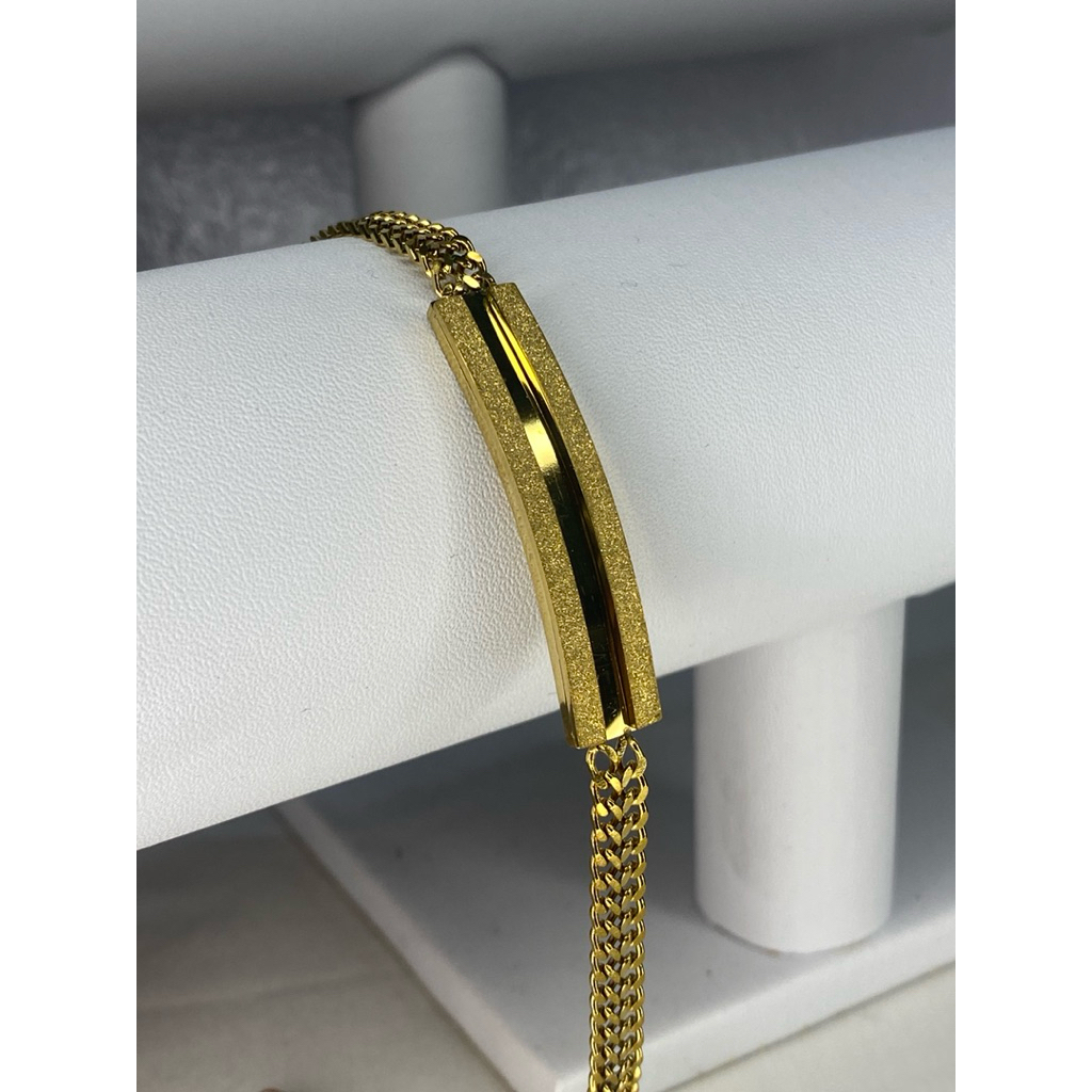 Gelang Rantai Pria/Wanita Titanium Gold Bar Modern