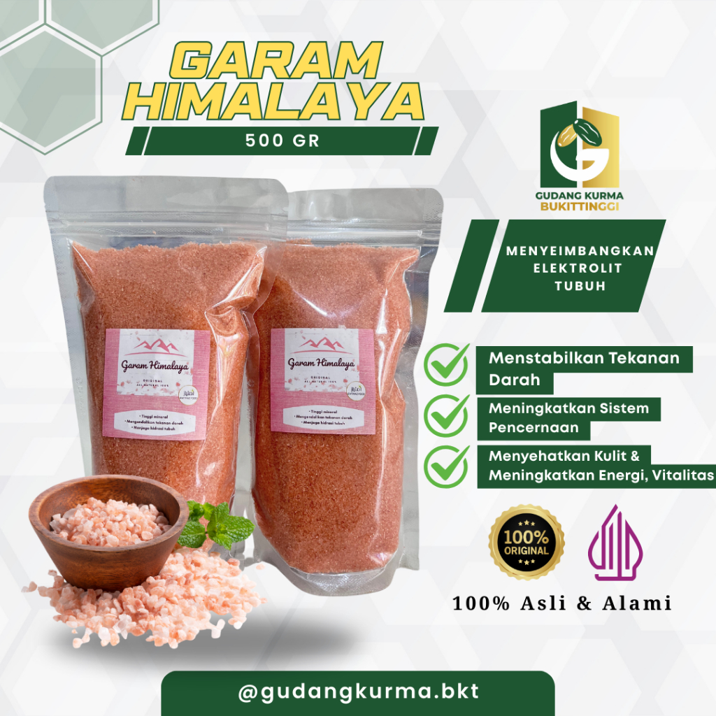 

Garam Himalaya 500gr Asli – Premium Pink Salt Alami Original | Gudang Kurma Bukittinggi