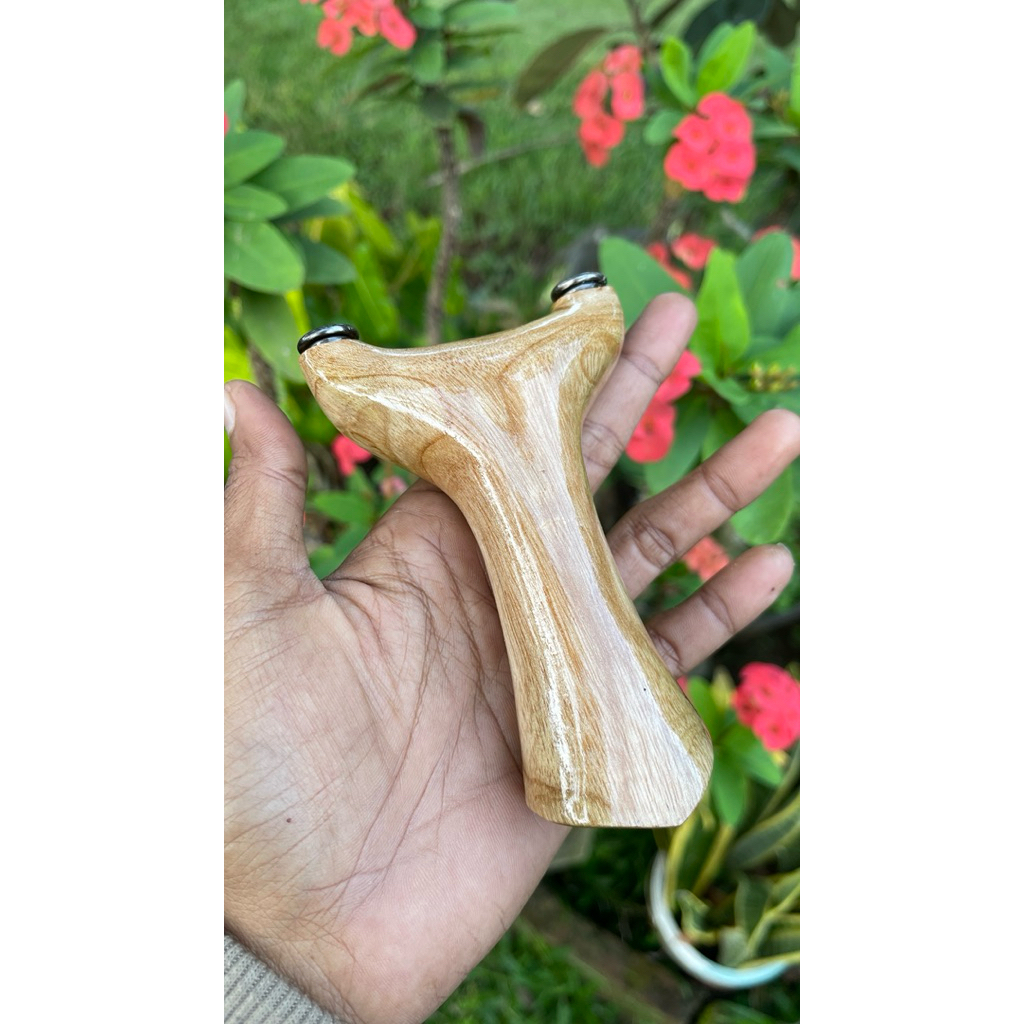 Ketapel kayu jati motif alami