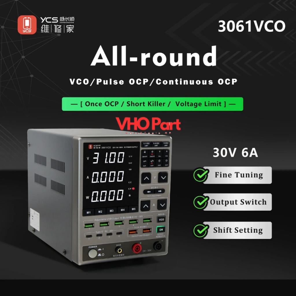 YCS 3061 VCO Adjustable DC Power Supply 30V 6A with OCP Protection