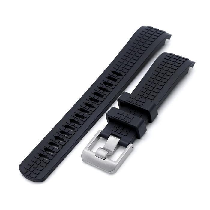 22mm CRAFTER BLUE CB11 Rubber Strap HITAM Black Waffle for Seiko 5 SRPD SKX007
