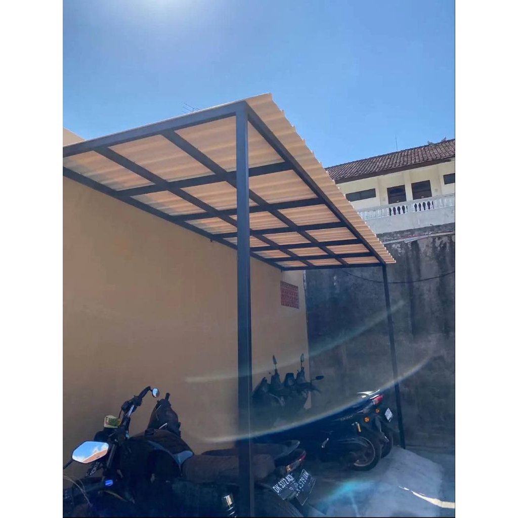 kanopi rangka pake  besi holo galpanis 4x8 atap alderon
